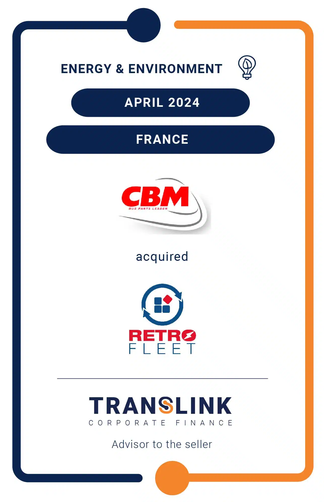 Translink Corporate Finance acted as the advisor to the shareholders of Retrofleet on their sale to the CBM Group