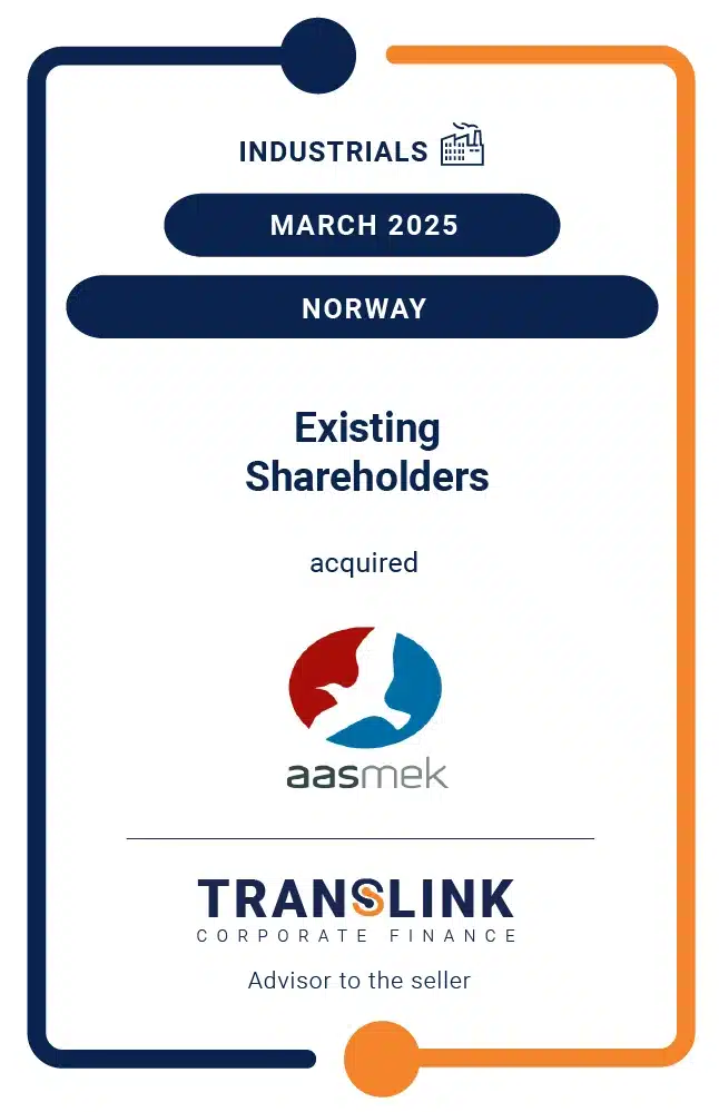 Translink Corporate Finance acted as the advisor to the minority shareholders in Aas Mek Verksted AS on the sale of their shares to the majority owners