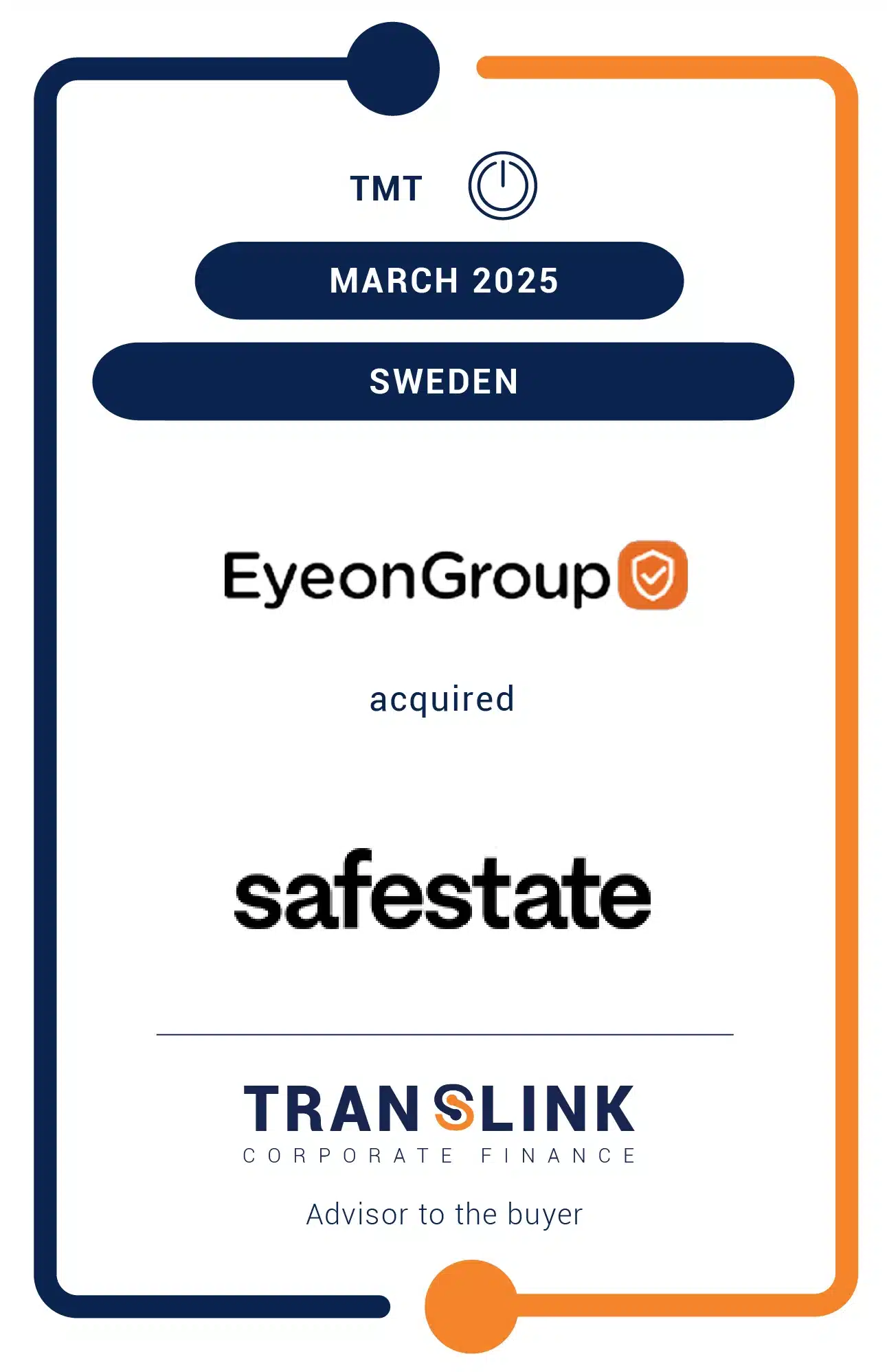 Translink Corporate Finance acted as the advisor to Eyeon Group on the acquisition of Safestate