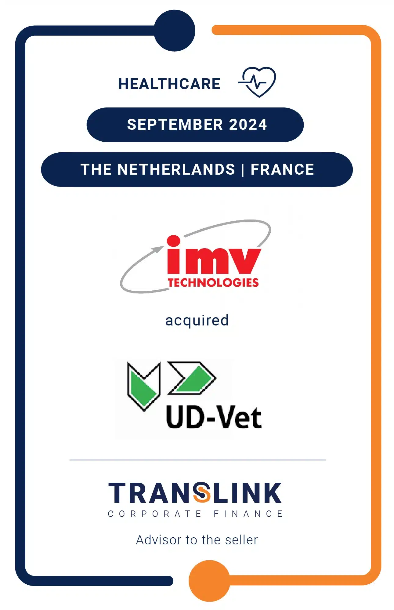 Translink Corporate Finance acted as the exclusive advisor to UD-Vet on the sale to IMV Technologies