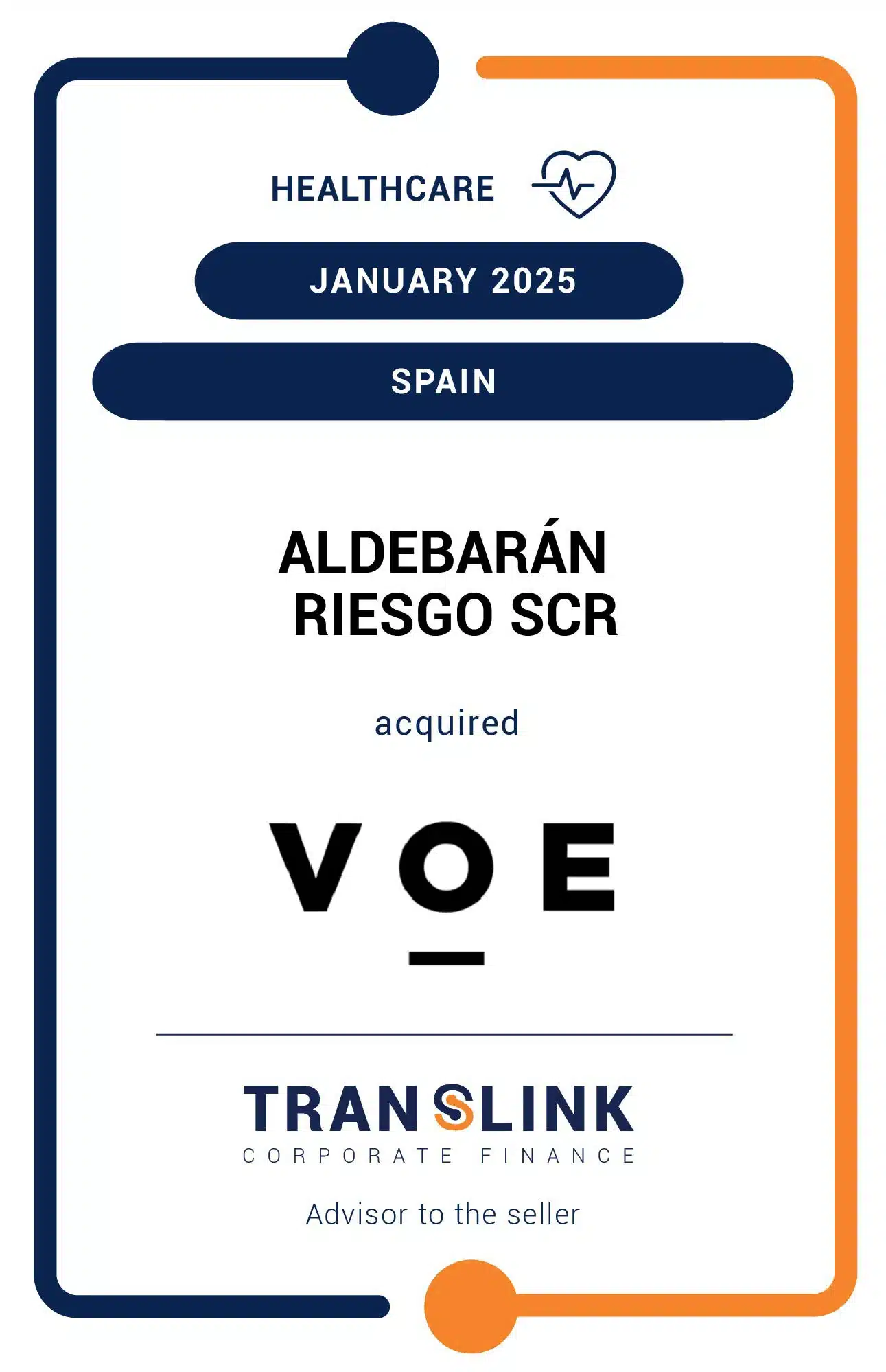 Translink Corporate Finance acted as the advisor to VOE on the sale to Aldebarán Riesgo